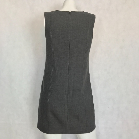 Ann Taylor Dress Shift gray faux leather pockets - Picture 3 of 5